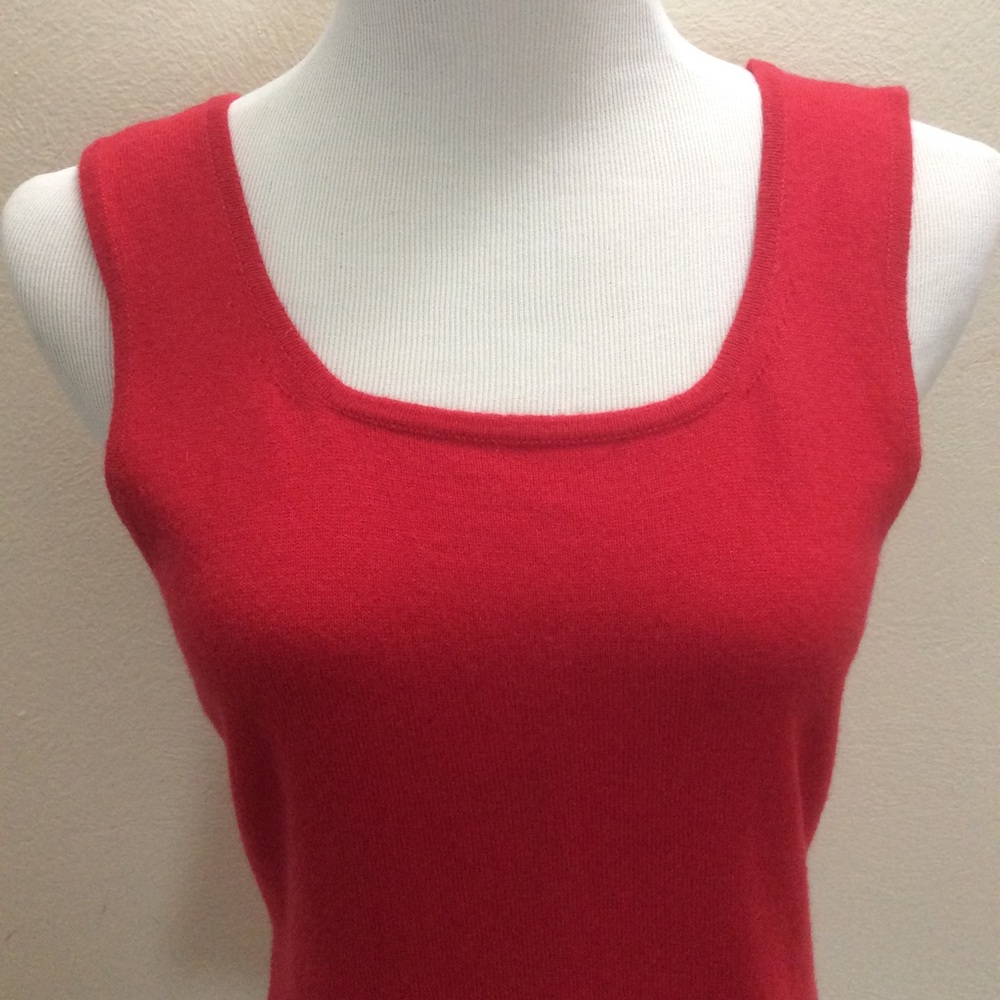 Rani Arabella 100% Cashmere Sleeveless Scoop Neck Sweater Top Made In Italy Sz L